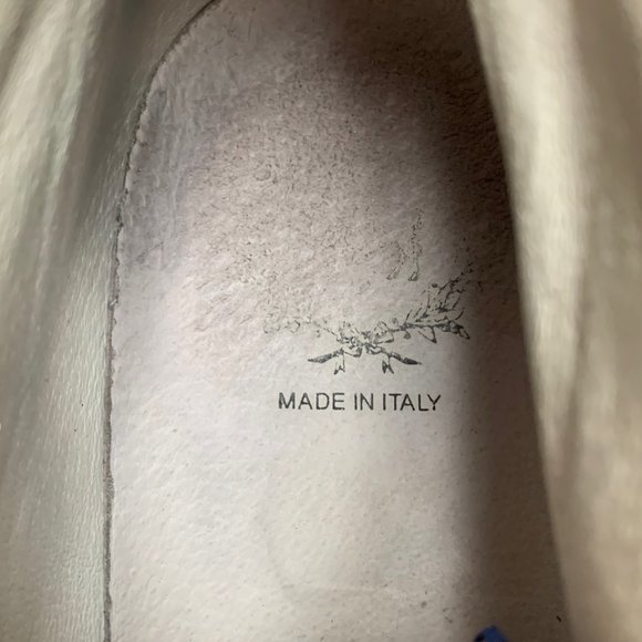 Del Toro Italian Navy Suede Red Embroidered Tongue Chukka Sneakers - Picture 6 of 12